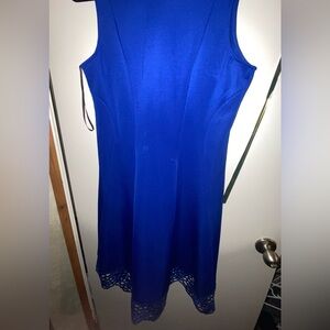 Donna Ricco Blue Sleeveless Sheath Midi Dress